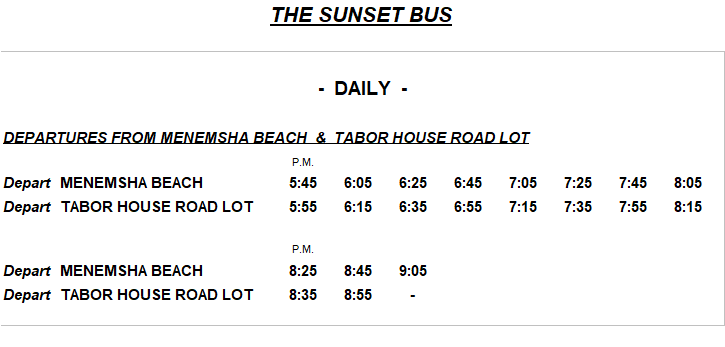 Menemsha Sunset Bus schedule
